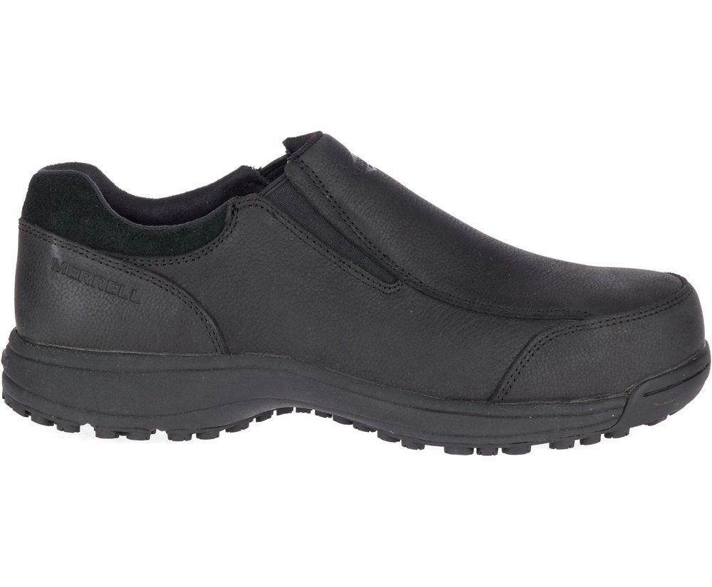Merrell Slip Ons Black - Sutton Moc Steel Toe - Mens 75LZGDFON